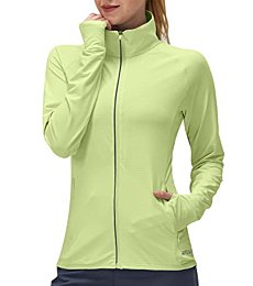 Women's UPF 50+ UV Sun Protection Clothing Long Sleeve Athletic Hiking Shirts Lightweight SPF Zip Up Outdoor Jacket(Green,L)