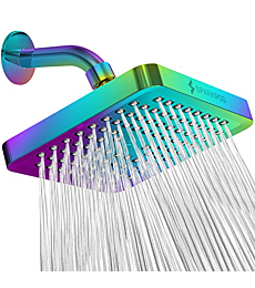 SparkPod Shower Head - High Pressure Rain - Luxury Modern Look - Tool-less 1-Min Install - The Perfect Adjustable Replacement For Your Bathroom Shower Heads (6" Square, Radiant Rainbow)