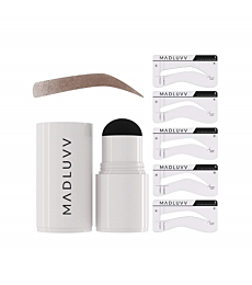 MADLUVV 1-Step Brow Stamp™ + Shaping Kit, The Original Patent-Pending Viral Eyebrow Stamp and Stencil Set (Medium Brown)
