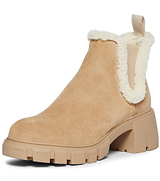 Steve Madden Women's Howler Ankle Boot, Tan Suede Fur, 6