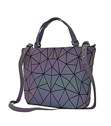 ESOVIO Irregular Geometric Luminous Shoulder Bag And Handbags For Lady Grid Holographic Reflective Purses Totes Shopping Rucksack
