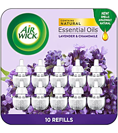 Air Wick Plug in Scented Oil Refill, 10ct, Lavender & Chamomile, Air Freshener, Essential Oils, Eco Friendly