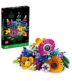 LEGO Icons Wildflower Bouquet Botanical Collection Building Set for Adults, Valentine Décor for Him or Her, Artificial Flowers with Poppies and Lavender, Unique Gift for Valentines Day, 10313