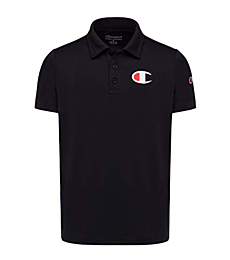 Champion Heritage Kids Polo Short Sleeve Shirt, Boys Clothes | Activewear Shirt (Large, Black)