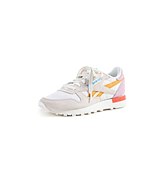 Reebok Women's Classic Leather Sneakers, Chalk/Ochre/Infused Lilac, Off White, 7 Medium US