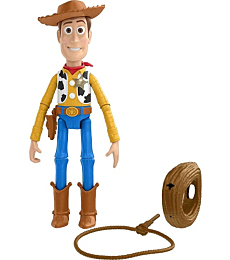 Pixar Toys Disney Story Launching Lasso Woody 12 in Action Figure with Accessory, Authentic Posable Detailed, Movie Collectable, Gift Ages 3 Years & Up