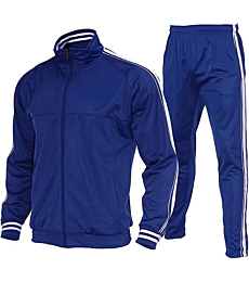 Tanderin Men's Tracksuit Athletic Zipper Pockets Casual Sports Jogging Sweatsuit 2 Piece Tracksuit Sets（Royalblue 3XL)