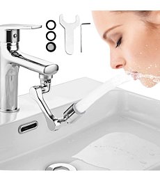 Rotating 1080°Faucet Extender, Universal Large-Angle Swivel Faucet Aerator Sink Face Wash Attachment with 2 Sprayer Modes Splash Bathroom Sink Sprayer Attachment for Eye and Gargle Portable Washing