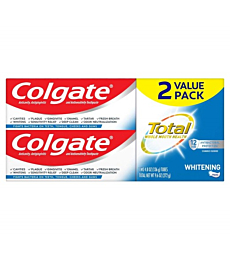 Colgate Total Whitening Toothpaste with Stannous Fluoride and Zinc, Sensitivity Relief and Cavity Protection Mint, 9.6 Ounce (Pack of 2)