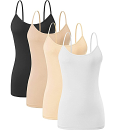 Orrpally Basic Cami Tank Tops Women Lightweight Camisole Stretch Tank Top Adjustable 4-Pack