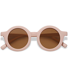 SOJOS Cute Round Baby Sunglasses for Kids Girls Boys Vintage UV400 Protection Classic Children De Sol Gafas Beach Holiday SK5606 with Pink Frame/Brown Lens