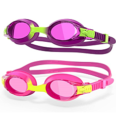 Findway Kids Swim Goggles, 2 Pack Kids Swimming Goggles Anti-fog No Leaking Girls Boys for Age 3-10
