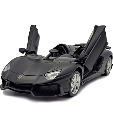 LMOY 1:32 Scale Die-cast Super Sports Car Lambo Aventador J Pull Back Cabriolet Metal Model Toy Car with Light & Sound Gift for Children (Black)