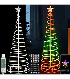 Spiral Christmas Tree - 6Ft Handmade 138 LED Christmas Tree,Smart Outdoor Christmas Tree with Remote & App,Sync w Music & Schedule Control,Waterproof for Indoor Outdoor Xmas Decor
