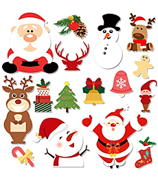 16Pcs Christmas Car Magnets Cute Refrigerator Magnets Xmas Holiday Decoration Stickers Magnetic Snowman Santa Reindeer Tree Gingerbread Accessories for Garage Door, Mailbox