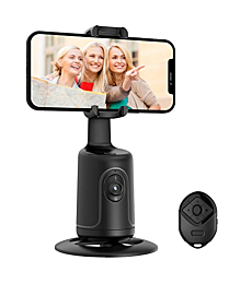 Auto Face Tracking Phone Holder with Remote,Korecase 360°Rotation Following Face Body Smart Shooting Tracking Tripod Phone Camera Mount for Live Vlog,Tiktok,Rechargeable Battery,No App,Black