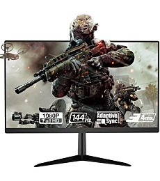 Fiodio 22” 144Hz 1920 x 1080p Full HD Flat Computer Monitor with HDMI Display Ports, Adjustable Tilt, Free-Tearing Eye Care Monitor for Home Office and Gaming (DP Cable Included), Black (C2B2G)