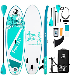 FunVZU Paddle Board Inflatable Stand Up Paddle Board - 10'6" x 32" x 6"SUP Paddle Boards for Adults Paddle Board Inflatable Paddle Boards