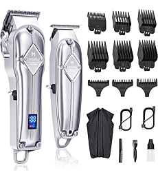 Limural Professional Hair Clippers and Trimmer Set for Men - Cordless Barber Kit & T-Blade Outliner Combo with Metal Casing & LED Display, Perfect for Fading & Blending