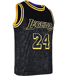 POYI Legend Youth #24 Men's Hip HOP Fashion Stitched Basketball Sports Jersey for Kids (Small, Black-Legend)