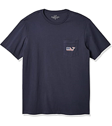 vineyard vines mens Short-sleeve Vine Americana Whale Pocket T-shirt T Shirt, Blue Blazer, X-Large US