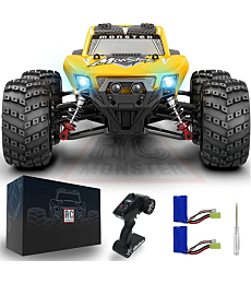 RC MONSTER RC Truck Hobby Grade 1:16 RC Cars, RC Cars for adults 60KM/H 390 Brushed Motor High Speed Remote Control Car RC Truck 4WD Off Road Monster Truck 2.4GHz Toy Cars for Boys Girls Kids (Yellow)