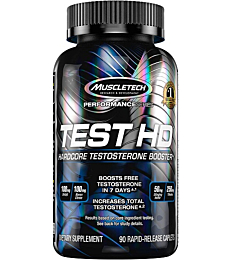 Testosterone Booster for Men | MuscleTech Test HD | Tribulus Terrestris for Men | Max-Strength ATP & Test Booster for Men, Boost Free Testosterone Levels, 90 Pills