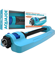 Aqua Joe SJI-OMS16 Indestructible Metal Base Oscillating Sprinkler with Adjustable Spray, 3600-Square Foot Coverage