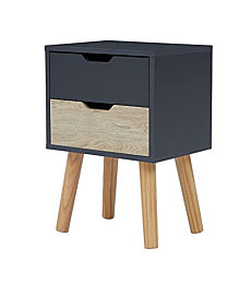Kinsuite Wood Nightstand End Table - Storage Cabinet 2 Drawers Bedroom Accent Side Table
