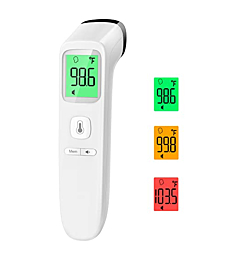 Forehead Thermometer, Baby and Adults Thermometer with Fever Alarm, LCD Display and Memory Function, Ideal for Whole Family (White)