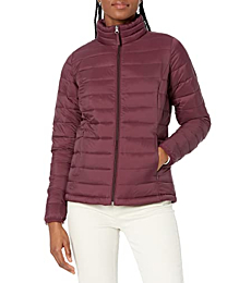 Amazon Essentials Women's Lightweight Long-Sleeve Water-Resistant Puffer Jacket (Available in Plus Size), Burgundy, Medium