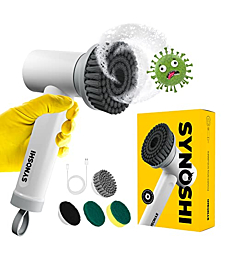 SYNOSHI | Electric Spin Scrubber, Power Cleaning Brush with 3 Replaceable Cleaning Heads, Cordless Waterproof Scrubber with Dual Speed, Perfect for Cleaning Bathrooms, Showers, Tile, Cars, Floor