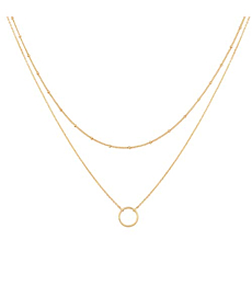 Mevecco Gold Layered Choker Necklace for Women,18K Gold Plated Cute Dainty Karma Round Circle Disc Charm Small Beaded Satellite Chain Minimalist Choker Necklace for Girls