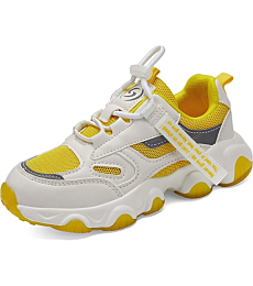 Casbeam Boys Girls Sneakers Kids Lightweight Athletic Running Shoes for Toddler/Little/Big Kids 057 Yellow 31
