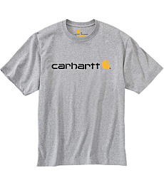 Carhartt Men's Loose Fit Heavyweight Short-Sleeve Logo Graphic T-Shirt,Heather GrayLarge