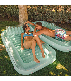 Float Joy Giant Inflatable Pool Float Lounger, Suntan Tub, Blow Up Tanning Pool Raft Tub with Pillow for Outdoor, Garden, Backyard Summer Water Pool Party, for Kids & Adults