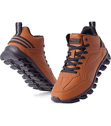 Joomra Boys Fashion Sneakers Size 6 Travel Leather School College Mid Basketball Tennis Autumn High Top Young Man Athletic Running Walking Shoes Brown 39