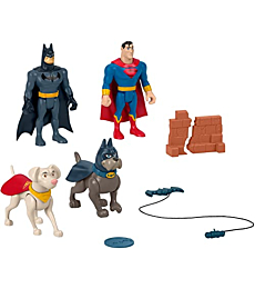 Fisher-Price DC League of Super-Pets Super Hero and Action Pet Gift Set with Superman, Batman, Ace and Krypto Figures for Kids Ages 3 and up [Amazon Exclusive]