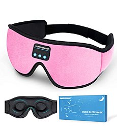 LIGHTIMETUNNEL Sleep Headphones, 3D Bluetooth Sleep Mask, Washable Sleeping Headphones with Ultra Thin Stereo Speakers Microphone Hands Free for Insomnia Travel Pink