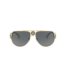 Versace VE 2225 100287 Gold Metal Aviator Sunglasses Grey Lens
