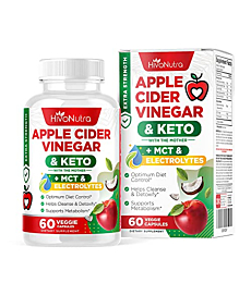 HivoNutra 4X Strength Apple Cider Vinegar Capsules + Keto with MCT Oil & Electrolytes for Women & Men - Weight Management Diet Supplement - Helps Cleanse & Detox - ACV Pills with The Mother