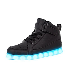 IGxx LED Light Up Shoes for Kids USB Recharging High Top LED Sneakers for Boys Girls Toddler Black