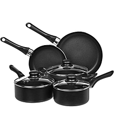 Amazon Basics Non-Stick Cookware Set, Pots and Pans - 8-Piece Set