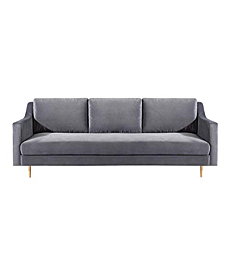 TOV Furniture The Milan Collection Modern Velvet Upholstered Living Room Sofa, Gray