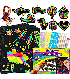 ZMLM Scratch Paper Art Craft: Rainbow Scratch Magic Color Drawing Pad Kid Preschool Bulk Art Supply for Age 3-12 Girl Boy Project Activity Toy Kindergarten|Educational|Party|Christmas|Birthday Gift