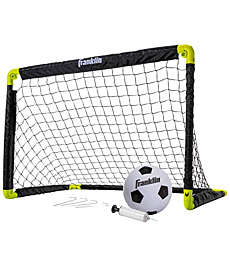Franklin Sports Mini Soccer Goal Set - Backyard + Indoor Mini Net + Ball Set with Pump - Portable Folding Soccer Goal Set - 36" x 24" - Black