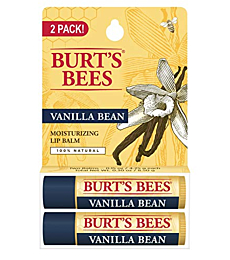 Burt's Bees Lip Balm Stocking Stuffers, Moisturizing Lip Care Christmas Gifts, 100% Natural, Vanilla Bean (2 Pack)