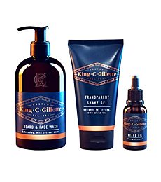 King C. Gillette Men's Beard Care Gift Kit, Beard and Face Wash for Men, Beard Oil, Shave Gel