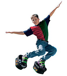 Black Moon Shoes with bounce platform for jumping fun.