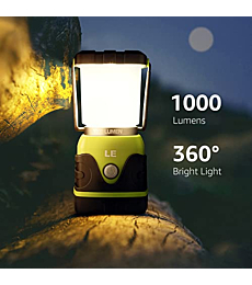 LED Camping Lantern, Battery Powered LED with 1000LM, 4 Light Modes, Waterproof Tent Light, Perfect Lantern Flashlight for Hurricane, Emergency, Survival Kits, Hiking, Fishing, Home and More